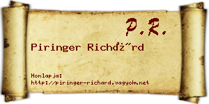 Piringer Richárd névjegykártya
