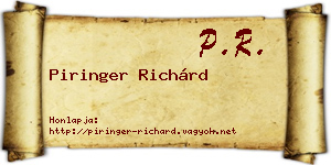 Piringer Richárd névjegykártya